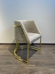 Scaun de sufragerie SOLO BEIGE BFG02 GOLD (scaun de sufragerie, tapițerie bej, picior arc din metal auriu)