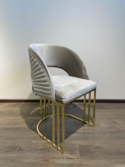 Обеденный стул LAURIN CREAM L03 GOLD (обеденный стул, обивка цвета беж, ножка-дуга золото металл)